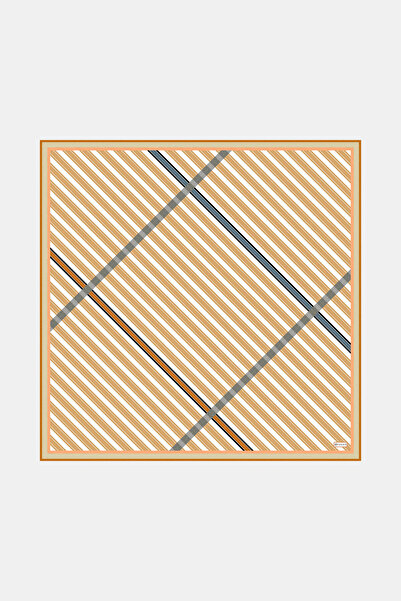 Vakko CAMEL GEOMETRİK DESENLİ TWILL EŞARP