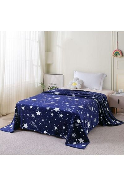 Pucioasa Patura cocolino albastra cu stelute 200x230cm