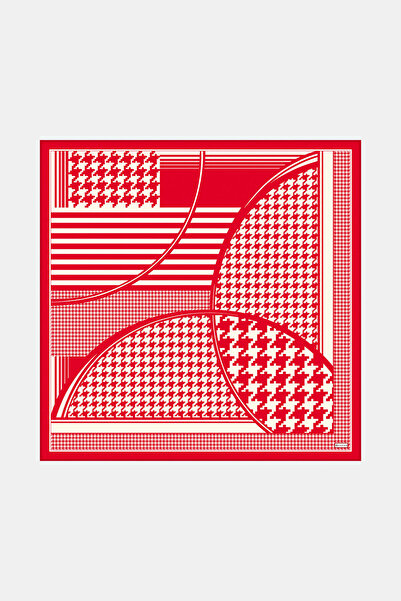 Vakko KIRMIZI KAZAYAĞI DESENLİ TWILL EŞARP