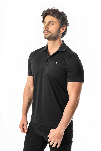 Tony Montana Ανδρικό T-Shirt Polo Neck με τσέπη και λεπτομέρεια στο πίσω μέρος-6273