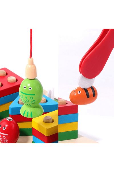 Micostore 3-in-1 Educational Game Of Shape Sorting, Magnetic Fishing And Bees