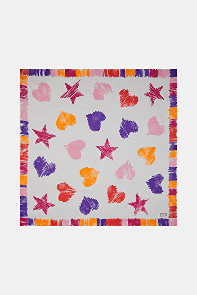 Vakko وشاح من نسيج التويل منقوش باللون الوردي