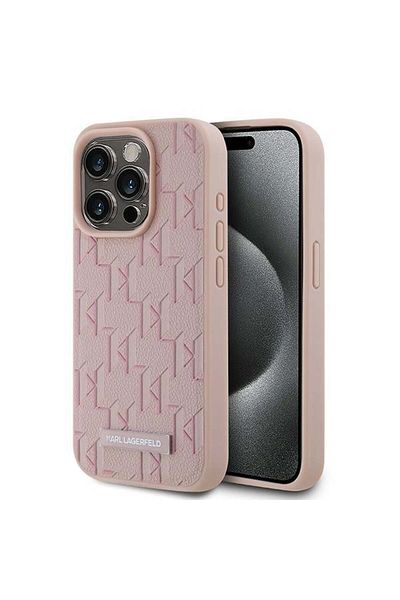 Karl Lagerfeld Husă pentru iPhone 15 Pro din piele MagSafe, Karl Lagerfeld - Roz
