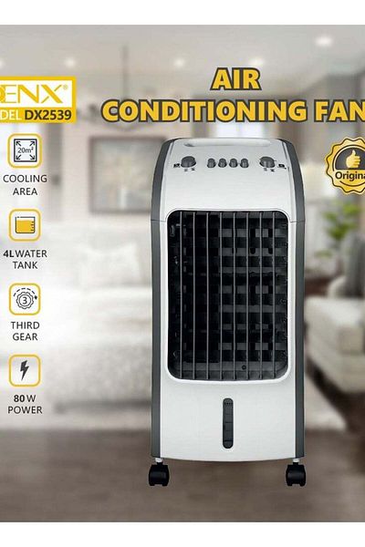 Denx مكيف هواء صحراوي محمول يعمل بالماء DX2539 بسعة خزان 4 لترات، مصمم