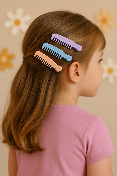 CKM silikon Pachet de 3 piepteni colorați pentru copii – liliac, albastru, pi...