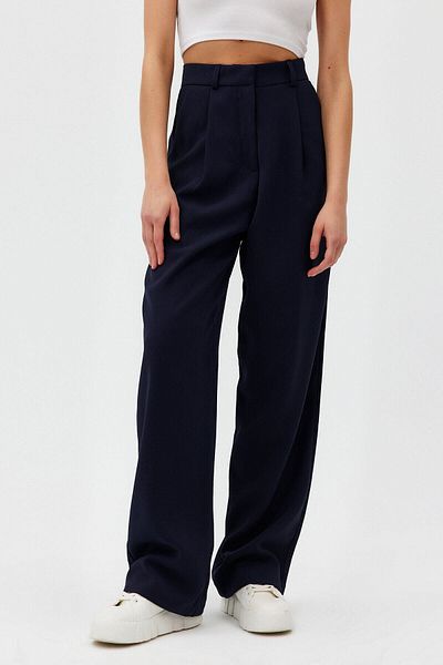 Açelya Okcu Palazzo-Gewebte Hose mit hohem Bund und Beinabschluss