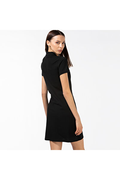 Lacoste Kadın Slim Fit Kısa Kollu Polo Yaka Siyah Elbise