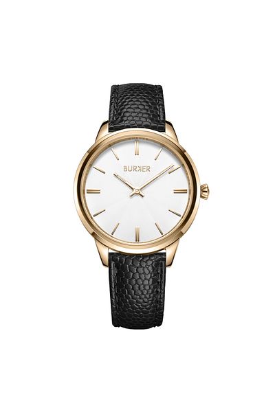 Burker Damenuhr Emily Gold Schwarz Leder