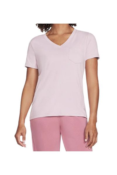 SKECHERS GODRI SERENE V-NECK women's t-shirt pink