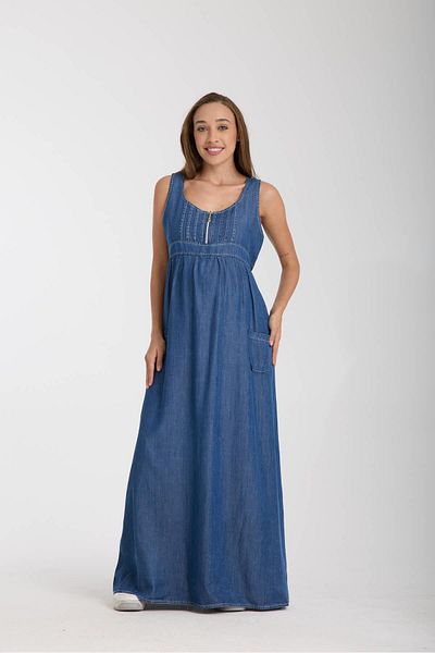 Işşıl IŞŞIL 4561-Rochie maxi de maternitate cu detaliu de alăptare Lyocell