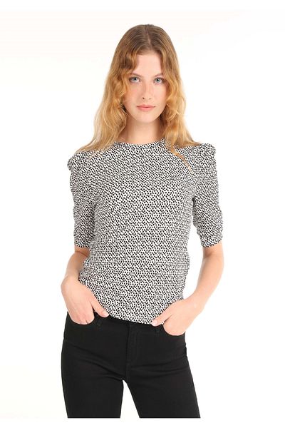 Colin's Tricou alb cu mânecă scurtă pentru femei, cu decolteu rotund, cu croială normală