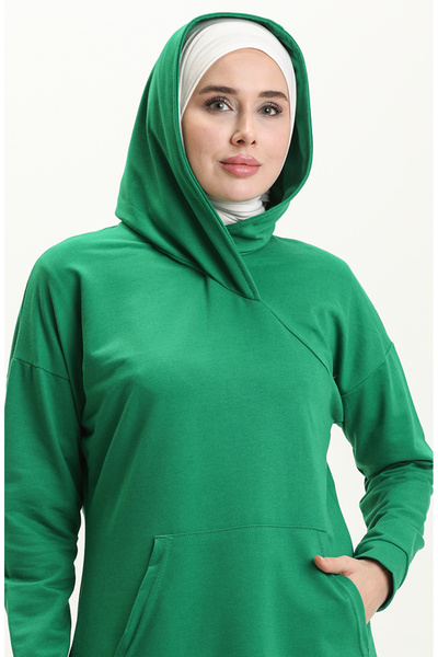 sefamerve Kanguru Cepli Spor Tunik 3032-06 Yeşil