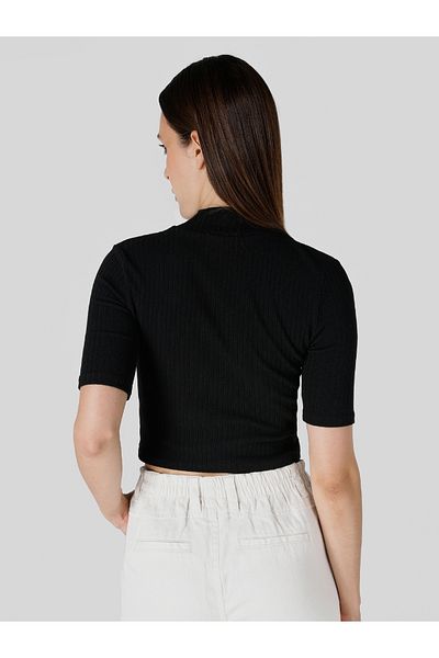 Colin's Tricou cu mânecă scurtă pentru femei, slim-fit, semi-fisherman, negru