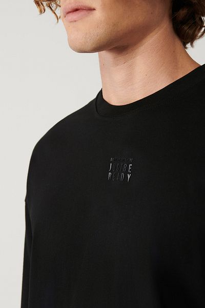 Avva Men's Black 100% Cotton Crew Neck Printed T-Shirt A41Y1325