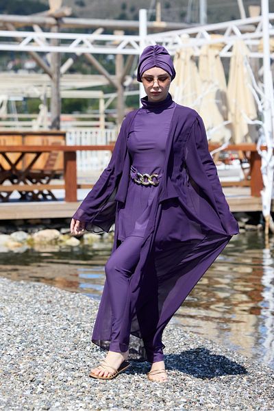 NS Tasarım Tesettür Mayo Laura Purple Pareo