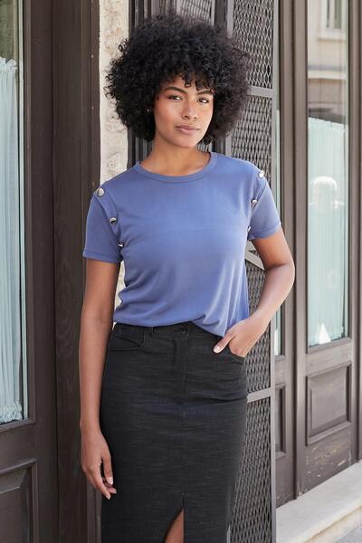 Jument Жіноча якісна модальна тканина з нульовим коміром, ґудзиками та аксесу...