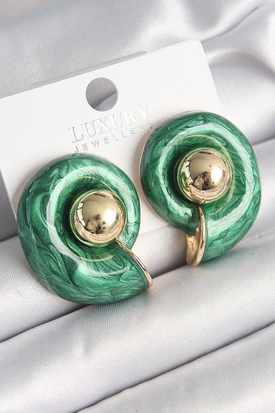 Skygo Brass Gold Color Green Enamel Snail Model Women's Earrings - Tj-Bkp10047