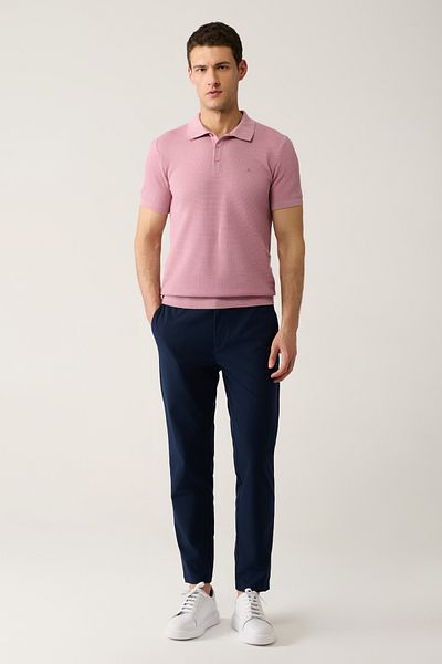 Avva Ανδρικό παντελόνι Navy Blue Slim Fit με ελαστική μέση 360 μοιρών εύκαμπτο τεχνικό ύφασμα A41y3077