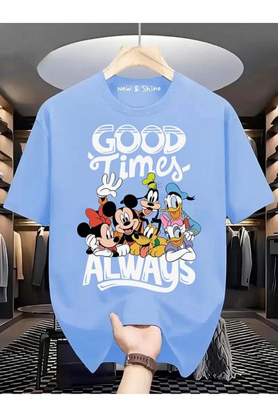 New Shine Good Time Always Mickey Printed Large Size Oversize T-Shirt