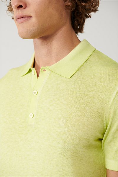 Avva Ανδρικό πλεκτό μπλουζάκι Polo Neck - Neon Green, 3 κουμπιά, Garment Dyed A41y5067