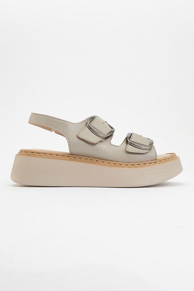 Ataköy Ayakkabı Women's Leather Thick Sole Buckle Sandals