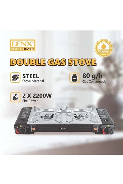 Denx موقد غاز محمول ذو شعلتين للسفر والتخييم