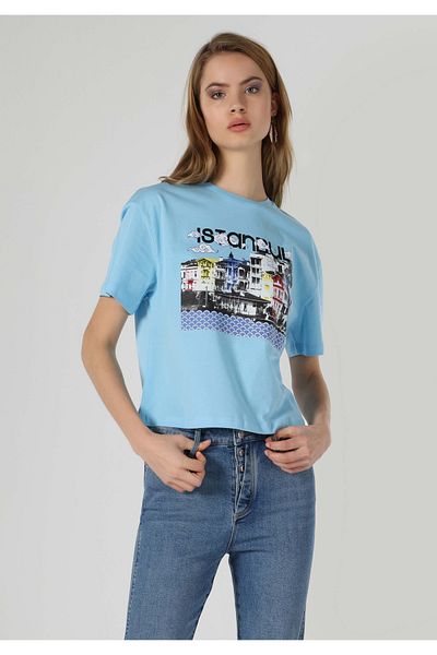 Colin's Tricou albastru de damă - mâneci