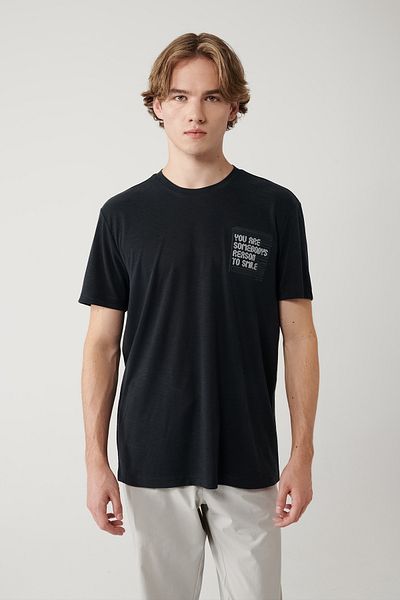 Avva Ανδρικό μπλουζάκι Anthracite Crew Neck με στάμπα μαλακής αφής A41y1136