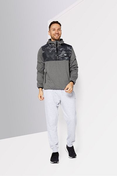 DKNY Sport Men Sportswear Fit Long Sleeve Brand Logo Training Sweatshirt, Grey Combo