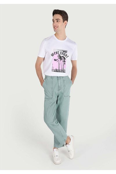 Colin's Worker Fit Mid Waist Straight Leg Men's Green Jean Trousers
