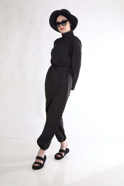 NS TASARIM MAYO Allerli Black Design Hijab Jumpsuit Swimsuit