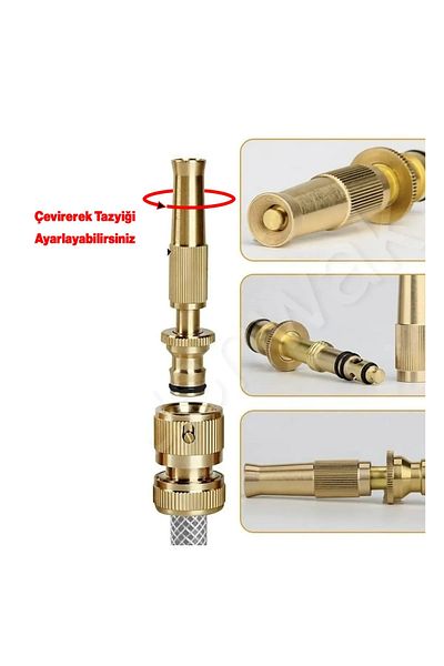 NUBLADO Metal Adjustable Irrigation Head Yellow Color Detachable Garden Car Washer with Hose Connection Apparatus.