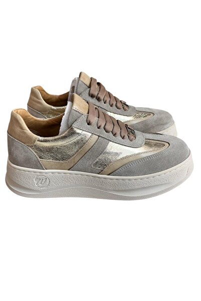 TUFAN SHOES Gold Hakiki Deri Süet Comfort Taban Bağcıklı Sneaker