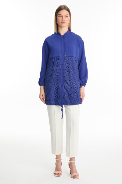 Zühre Βιολετί μπουφάν με κορδόνι που κλείνει με κουμπί C-0094