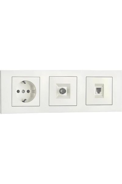 ga gözde aydınlatma Ovivo Grano White Triple Set Grounded Socket Tv Socket Numeris Rj45 Triple Frame Modular Mounting Compatible