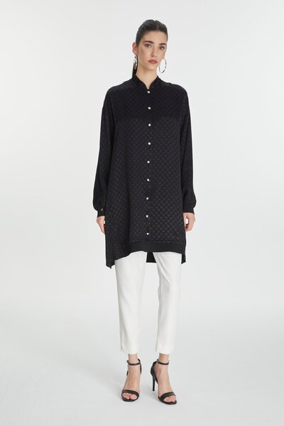 Zühre Μαύρο μπουφάν Jacquard Judge Collar C-0134