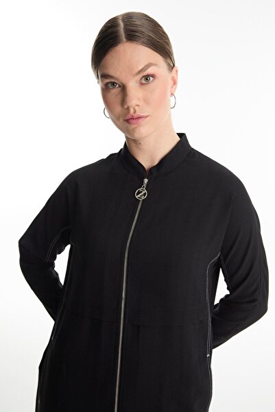 Zühre Μαύρο μπουφάν με φερμουάρ Judge Collar C-0130