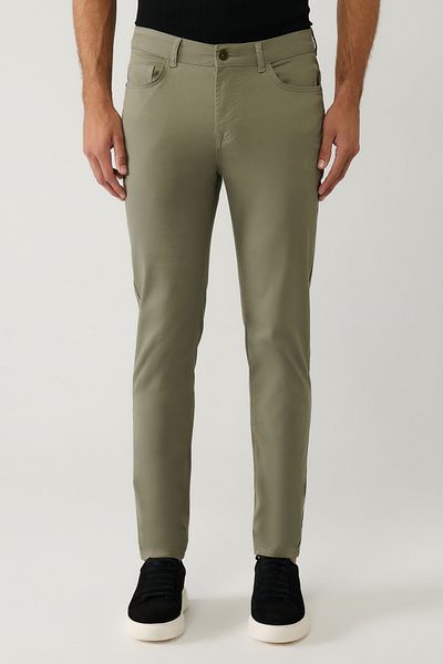 Avva Men's Khaki Classic Waist 5 Pocket Trousers A41Y3071