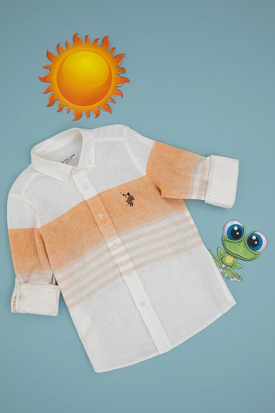 U.S. Polo Assn. Boy's Orange Long Sleeve Shirt 50300394-Vr202