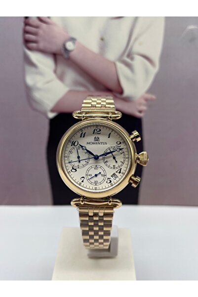 Momentus ساعة يد نسائية ذهبية مقاومة للماء بقدرة 5 ATM