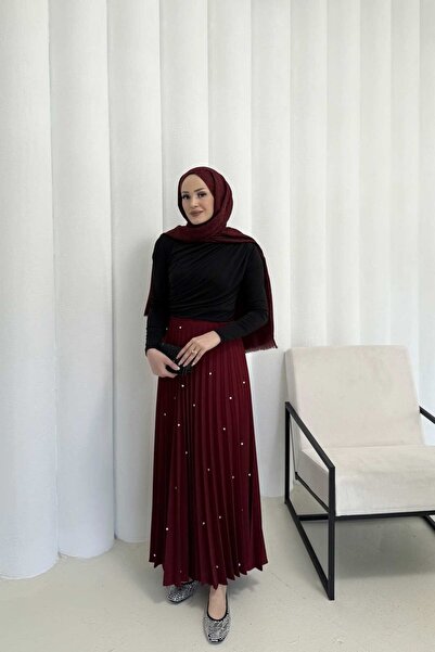 Melike Tatar Stone Pleated Skirt 32-3541