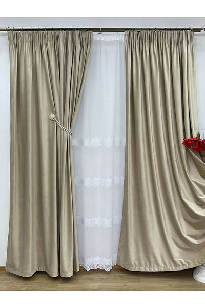 Liz Line Set doua draperii catifea, cu bride si rejansa lata, "Velvet lux" by Liz Line, 2x250x245-DR50225