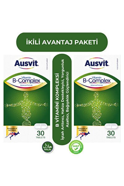 Ausvit B-Complex Advanced Formula – İki Kutu - Vitamin B Kompleks İçeren Tabl...