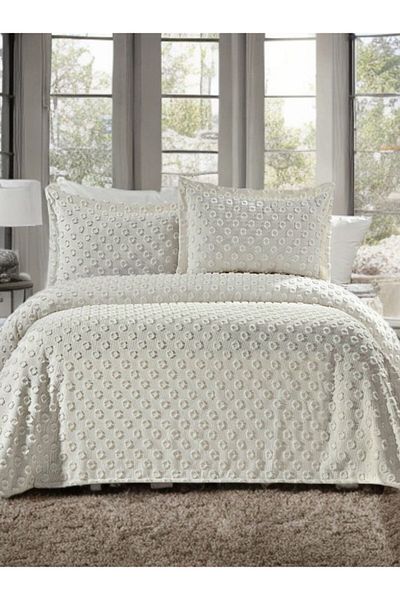 baladı home ev tekstil home collection Double Drop Pompom Bedspread - Set 3 Pieces, Boxed