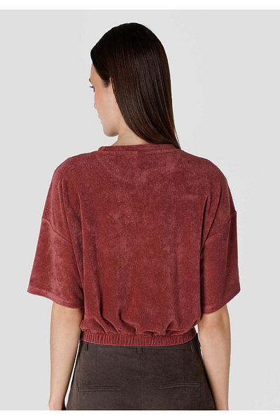Colin's Tricou cu mânecă scurtă pentru femei, cu gât roșu, cu talie elastică