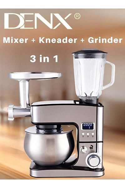 Denx 3-in-1 Electric Stand Mixer, Food Processor, And Meat Grinder With 5-Liter Capacity, 1300 Watts From