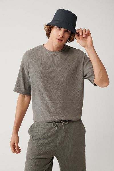 Avva Ανδρικό μπλουζάκι Anthracite Crew Neck Jacquard Basic A41y1311
