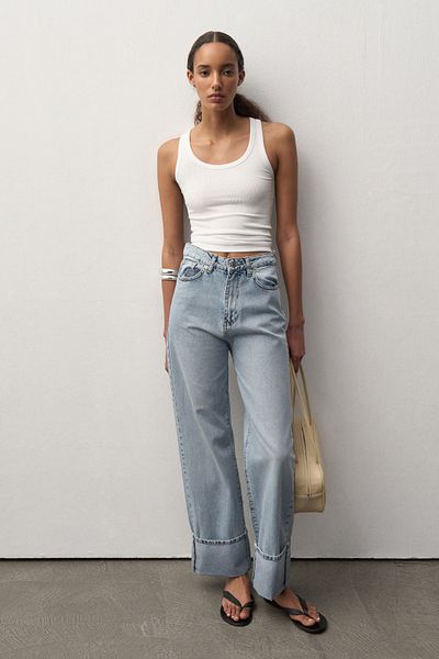 Mathilda By Çiğdem Bilici Women's White Crew Neck Corded Tank Top