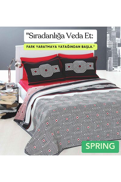 NEEA HOME Spring Double Bed Cover Set Black Color Modern Daily Multi-Purpose Pique Cover Set 260X260Cm