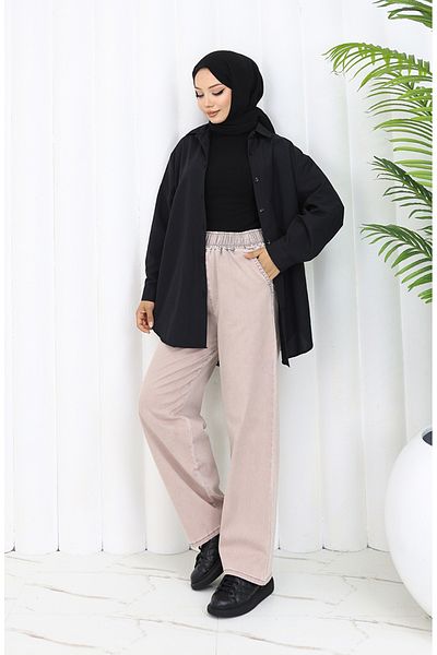 sefamerve Blugi cu talie elastică 9633-03 Pulbere